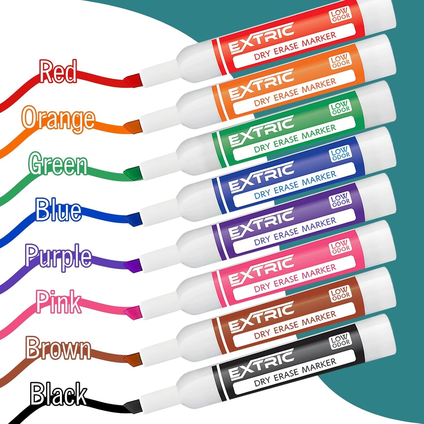 Dry Erase Markers chisel Tip, Whiteboard Markers 8 Pack Assorted Colors, White Board Marker Dry Erase, Low Odor White Board Marker for Teachers and Students