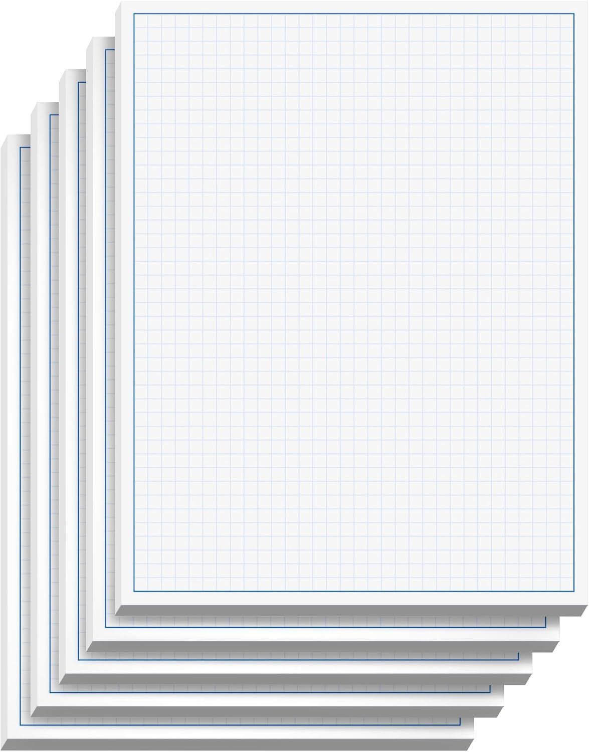 Graph Paper Pad for Blueprint Drawings, Drafting, Engineering Drawing, and Planning - Graph Paper 8.5x11 Blueprint Quadrille Grid Paper Pads with Blue Lines, High Brightness 50 Sheets (5-Pack)