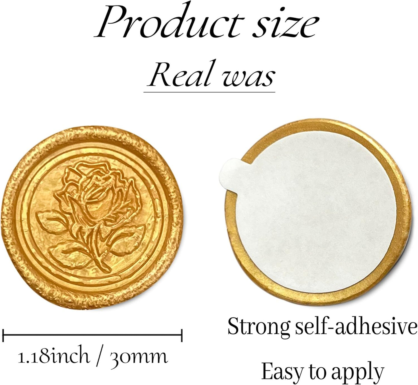 100Pcs Wax Seal Stickers Handmade Envelope Seals Self Adhesive Wax Stickers for Wedding Party Invitations, Envelope, Gift Wrap, Christmas(Rose Style, Gold)