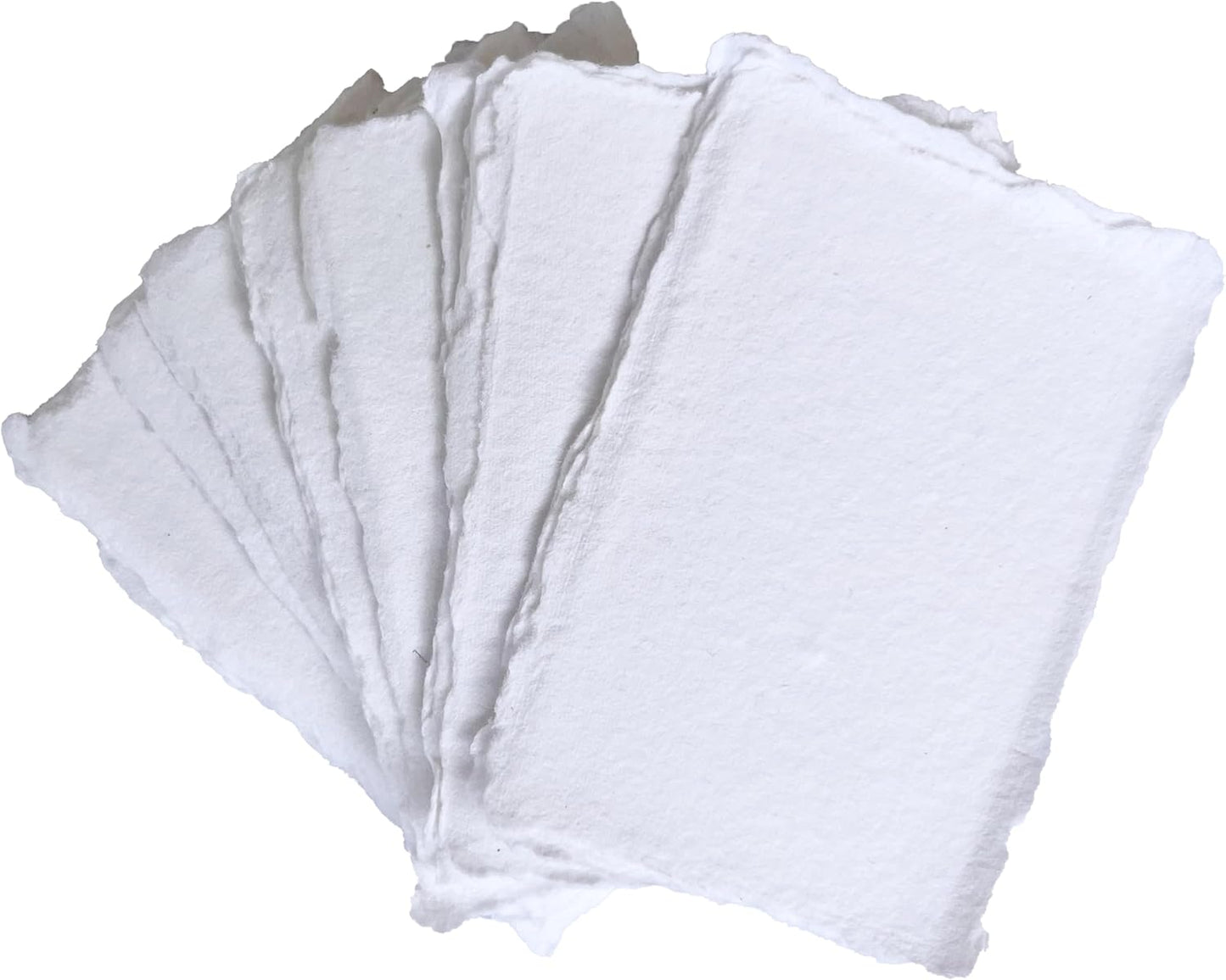 Handmade Deckle Edge Blank Paper - Mixed Media Loose Leaf Paper for Placecard/Escort Cards , Place Cards, Vow Cards, Business Card - White Color - Package of 50 - Thick 150 GSM - 2 x 3"