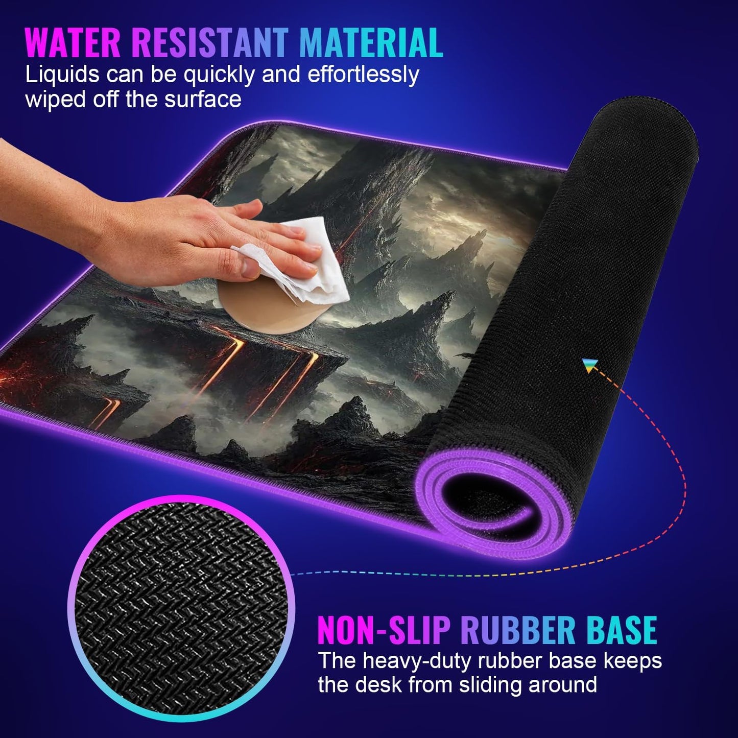 zNexus Elite Gaming Mouse Pad - Desk Mat Gaming Mouse Pad , Medium Extra Large Extended Big Long Huge XL XXL and XXXL RGB LED Light Mousepad For a Computer , PC Mats Mousepads Shadowlands Odyssey