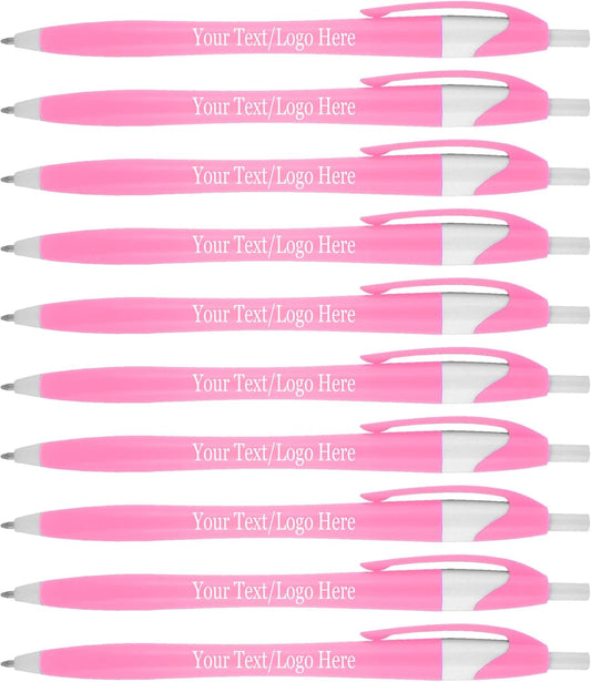 SyPen Personalized Pens With your Custom Logo or Text-500 Pack Bulk-for Businesses, Parties, and Events, Custom Printed Slim Ballpoint Click Pens, Pink Barrel Color, Black Ink