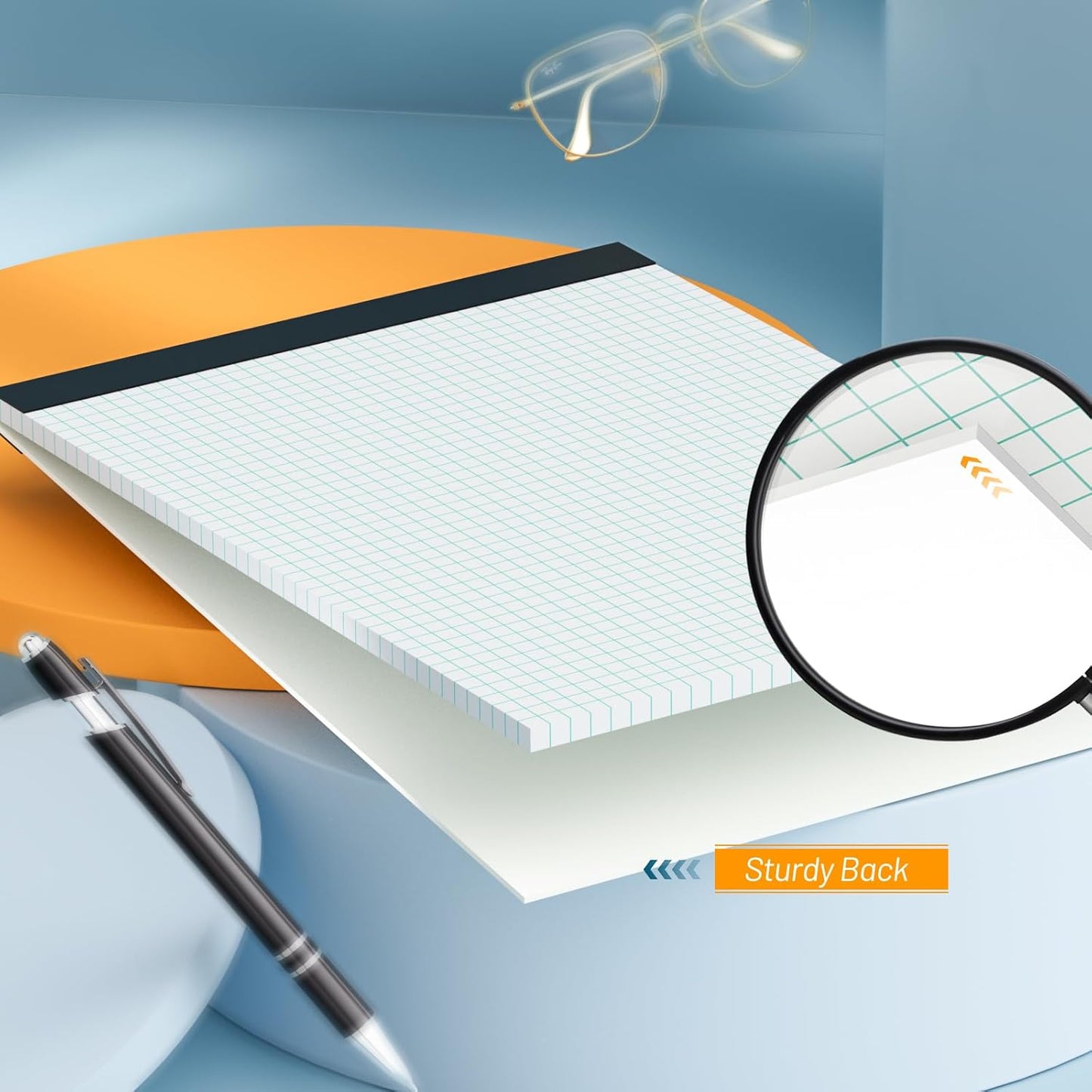 Graph Paper Notebook 8.5 x 11 Grid Paper Pad Quad Ruled, 2 Pack, 30 Sheets per Pad, White, 4x4 (4 Squares per inch), Easy-Tear Perforations, 8.5"x11" Quad Ruled Grid Paper Pad