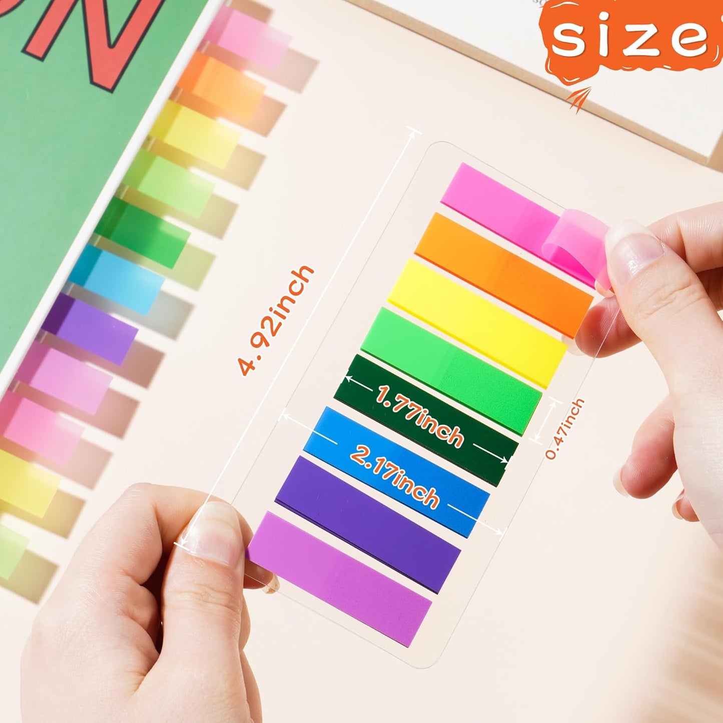 (2000 Pcs) Page Markers Bright Sticky Tabs, Translucent Small Sticky Notes Flags and Arrow Flags, Fluorescent Index Tab Stickers for Notebooks [8 Colors, 10 Sets]