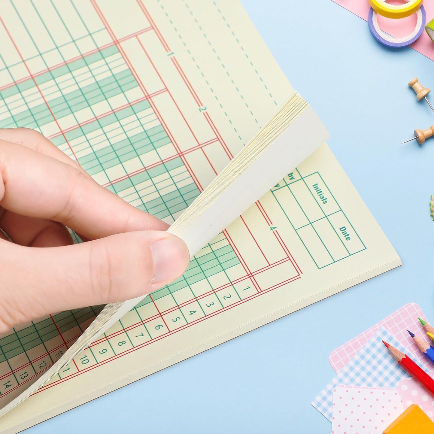 Fulmoon 5 Pack 250 Sheets Ledger Paper Accounting Columnar Pads 3 Hole Analysis Accounting Ledger Book for Business, 50 Sheets/Pack, Single Page Format, Green(8.5 x 11 Inch,4 Columnar)