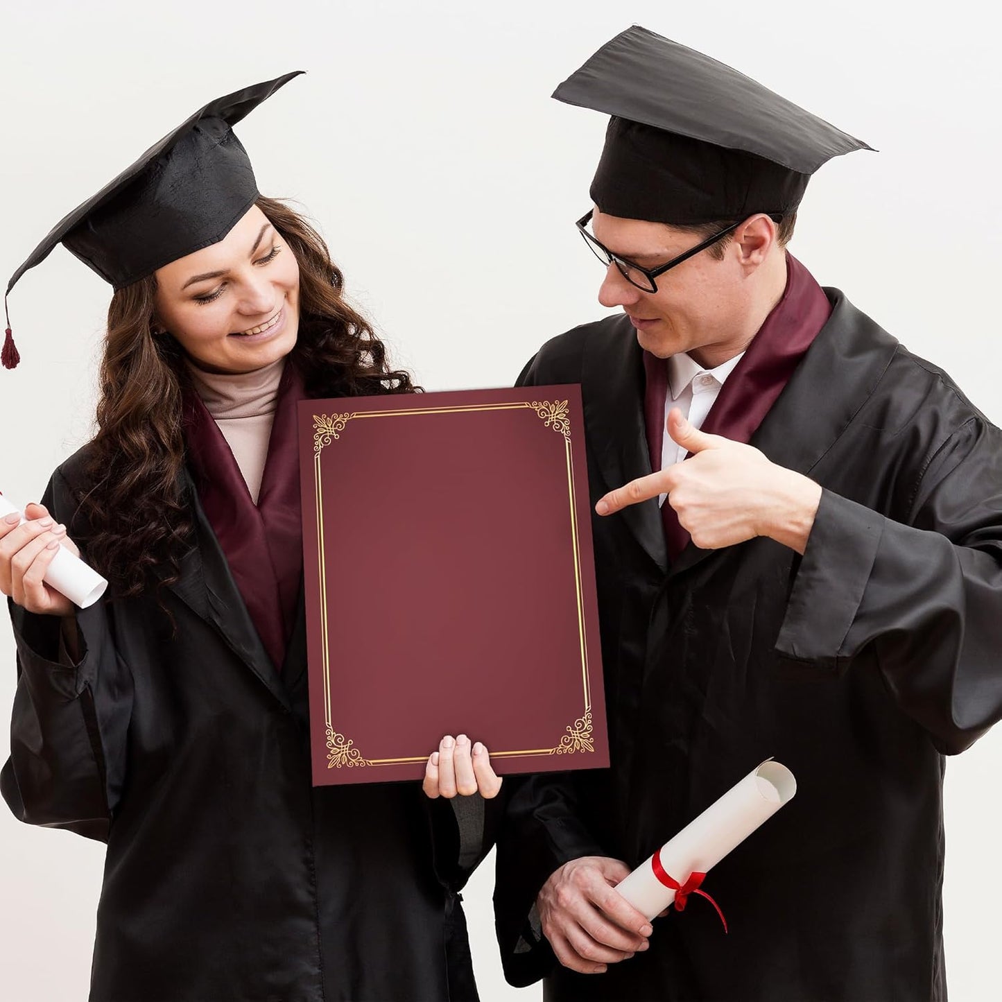 GNL Certificate Holders - 25 Packs Burgundy Diploma Holders, Certificate Covers with Gold Foil Border, for Letter Size 8.5 x 11 Certificate Paper, Award, Graduation, Documents