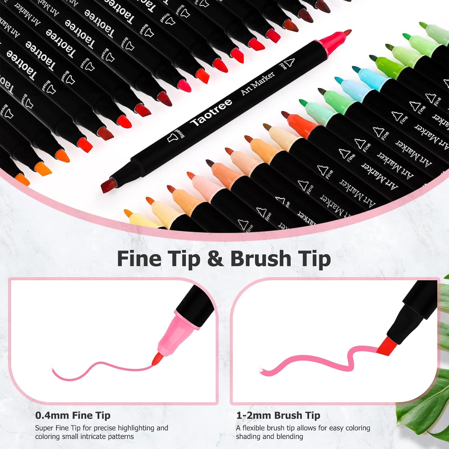 Taotree Alcohol Markers, 101 Colors Dual Tips Art Markers Pens Set, Chisel & Fine Sketch Pens, Art Supplies Kit for Artist Kids Adult Coloring Books Color, Painting, Drawing, Blending and Sketching