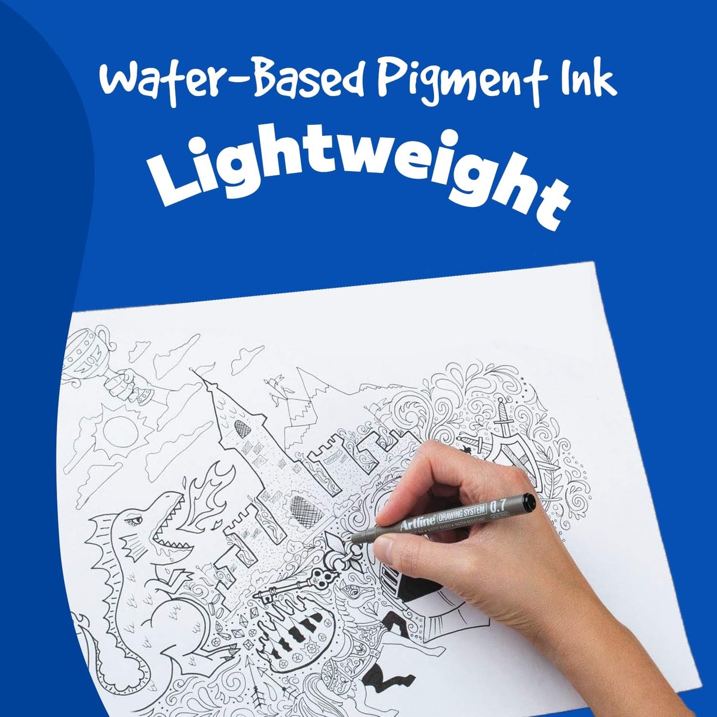 Artline 230 Drawing System Fineliner Pens, Art Technical Drawing Sketch Pens, Ideal for Drafting, Illustrating & More, Black, 0.1mm, 0.3mm, 0.5mm Fine Tips, 3-Pack