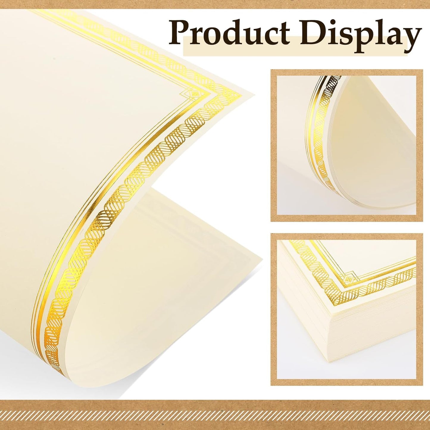 150 Sheets Certificate Paper 8.5 x 11 for Printing Blank Award Certificate for Graduation Diploma Achievement Participation Award Document(Gold)