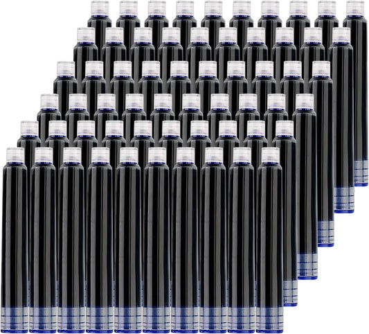 Blue Ink Cartridge for Fountain Pen Ink Cartridge Refillable Business Writing Pens Disposable Ink Pen Refills 3.4 mm Bore Diamete Set of 60 Refill