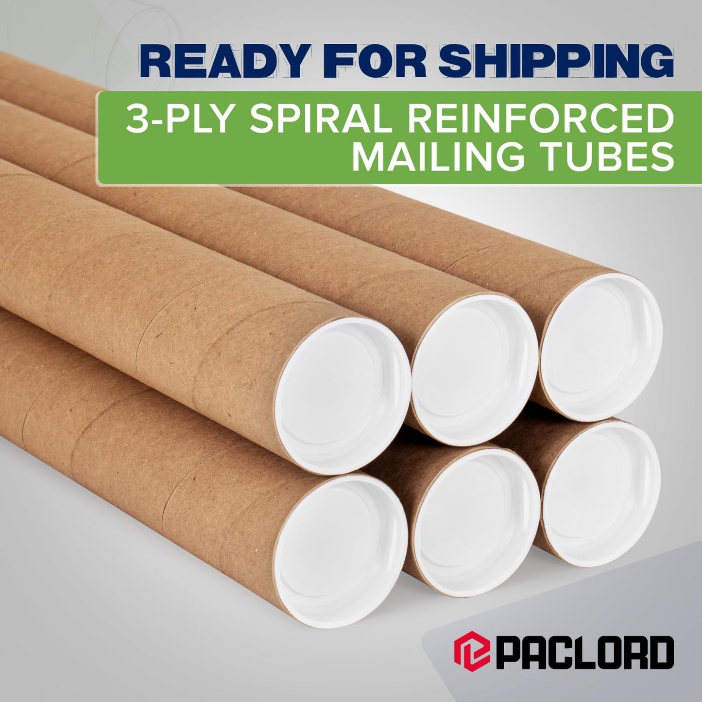 2" x 18" Reinforced Kraft Paper Mailing Tube, Pack of 2 Tubes with 4 Caps – Secure USPS Approved Poster Tube – Cardboard Tube for Shipping and Storing Posters, Prints, Artwork, or Documents