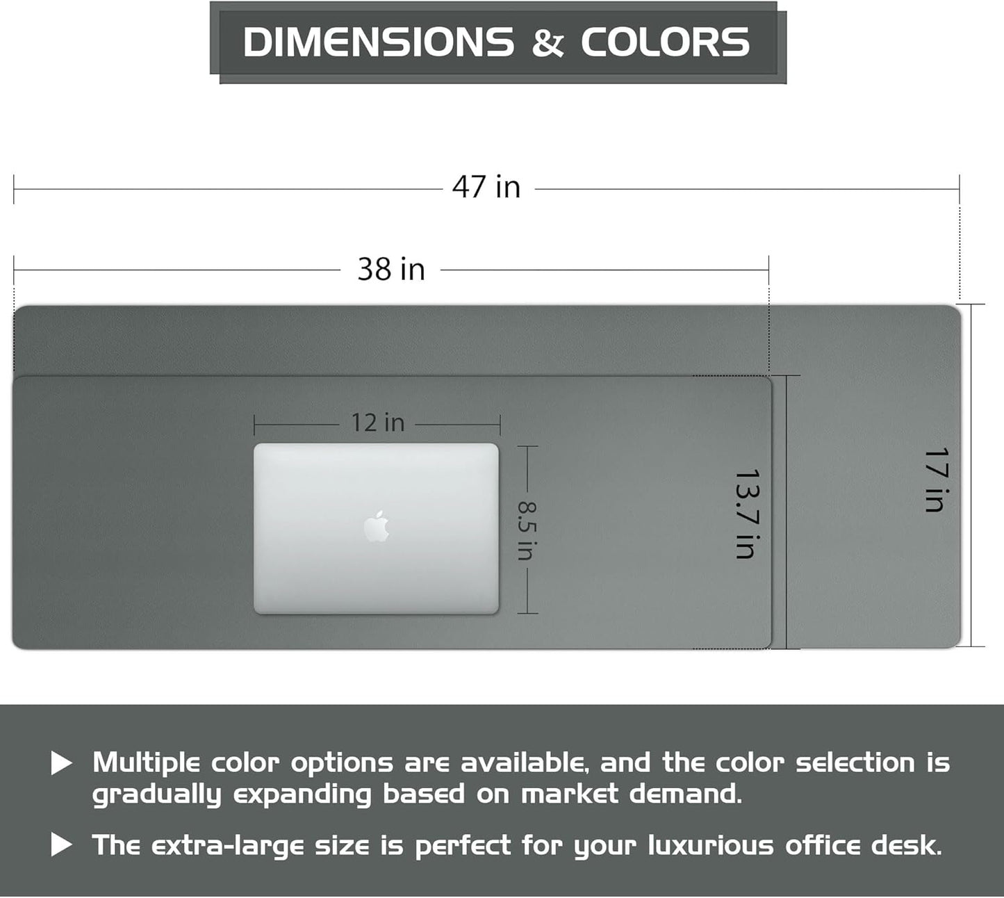 Aothia Leather Desk Pad Protector - Large Mouse Pad, Office Mat, Non-Slip PU Leather Blotter, Laptop Desk Pad, Waterproof Writing Pad for Office and Home (Jungle Green, 38" x 13.7")