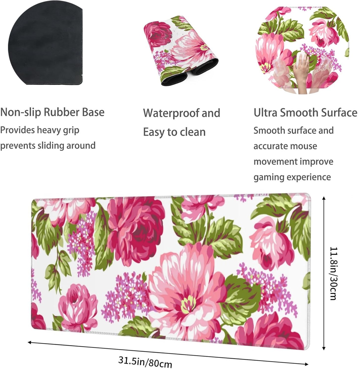 Cool Wolf Large Gaming Desk Mat,Rubber Non-Slip Majestic Forest Mouse Pad,31.5x11.8x0.12in Extended Wildlife Mousepad,Game Lover Mice Pads Gifts,Office Home Deskmat Decor