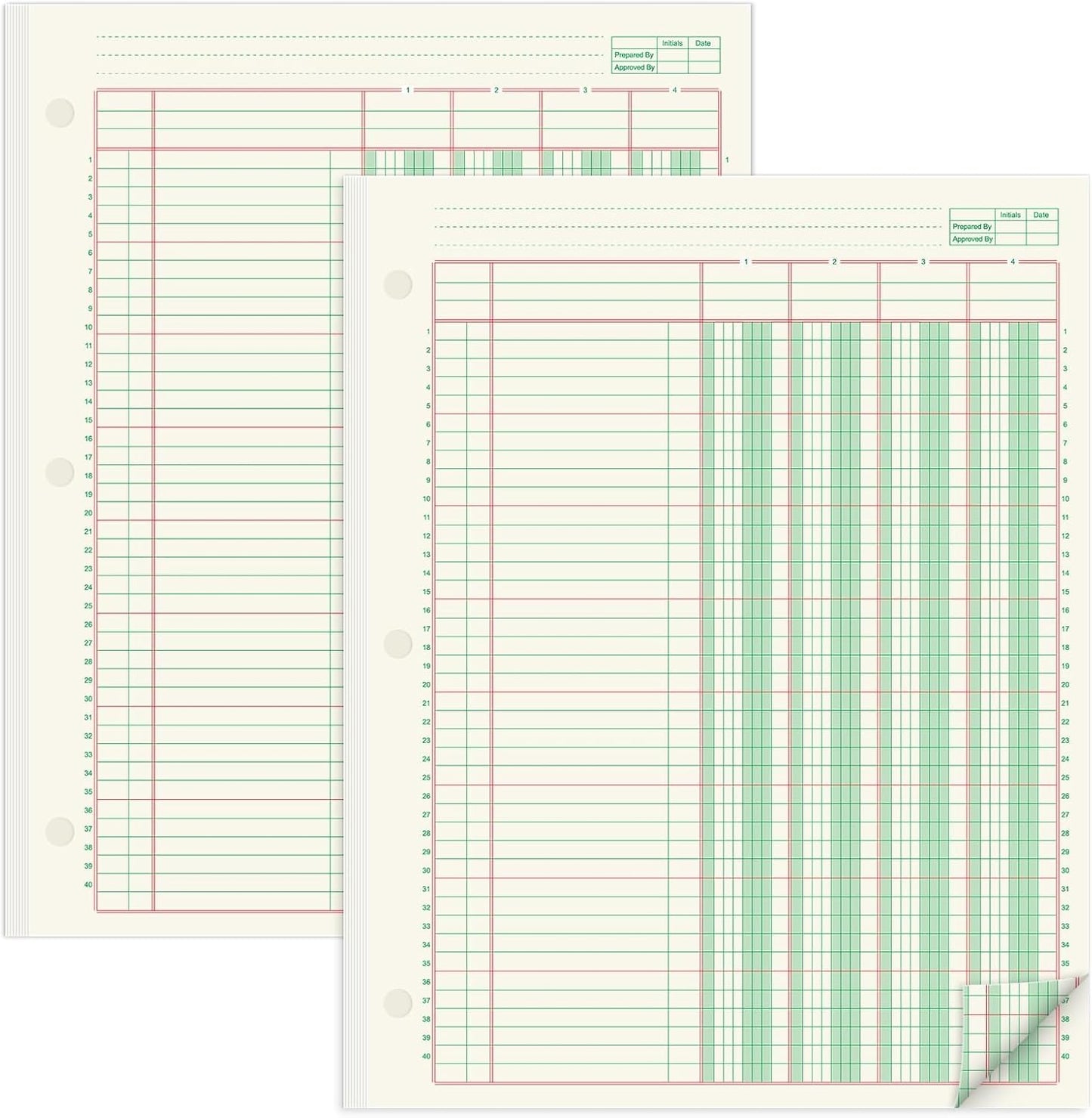 gisgfim 2 Pads 100 Sheets Columnar Analysis Pad 3 Hole Punch Accounting Ledger Book 8-1/2 x 11 Ledger Paper Pad Double Page Format Columnar Pads for Business Bookkeeping & Data(4 Column Ledger)