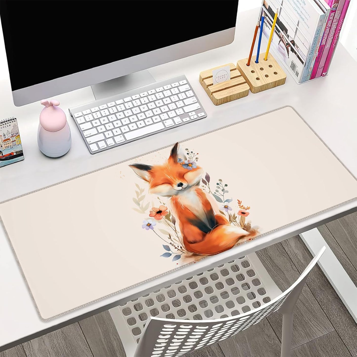 Fox Gaming Mouse Pad Gifts 31.5" x 11.8", Non-Slip Rubber Base MousePads for Computers Laptop School Office Home Accessories Decor, Mouse Pad, Keyboard Desk Mat
