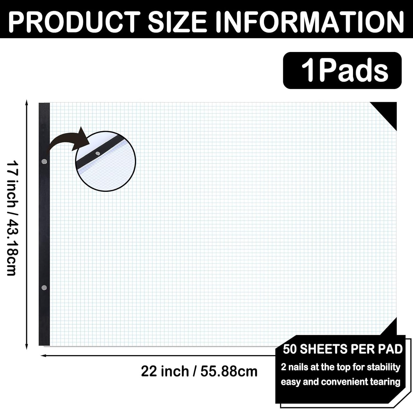 gisgfim Large Engineering Graph Paper Pad 22x 17 Landscape 4 X 4 Blue Grid Pad Giant Drafting Sketching Paper Blueprint Grid-Based Graphing for Engineer Designer Architect Draftsman Rolled Delivery