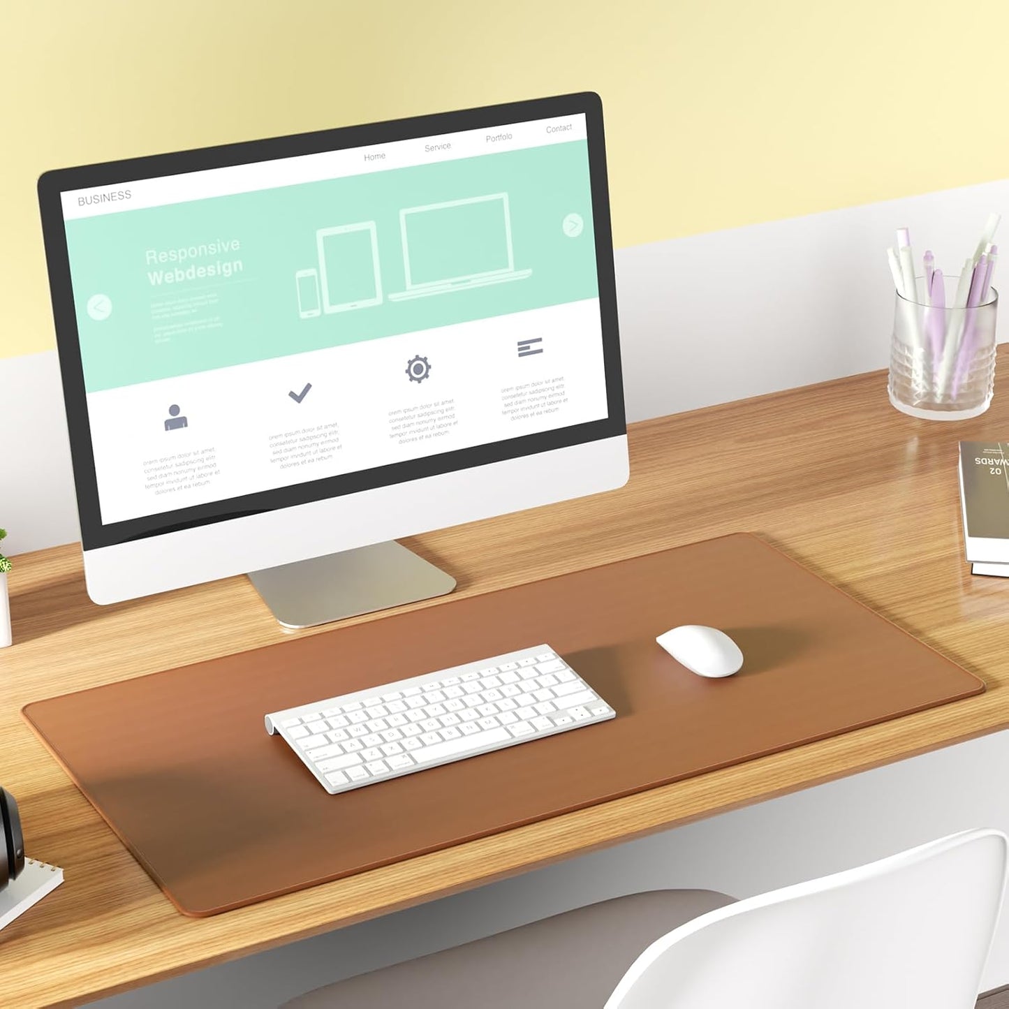 KTRIO Large Gaming Mouse Pad with Stitched Edges, Extended Mousepad with Superior Micro-Weave Cloth, Non-Slip Base, Water Resist Keyboard Pad for Gamer, Office & Home, 31.5x15.7in, Coffee Brown