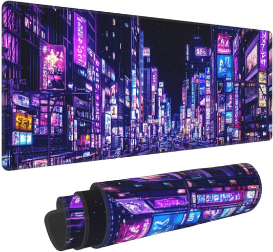 City Mouse Pad 31.5 X 11.8 Inch Big Desk Rubber Base Stitched Edges Keyboard Pad XXL Mouse Mat for Home Game and Office