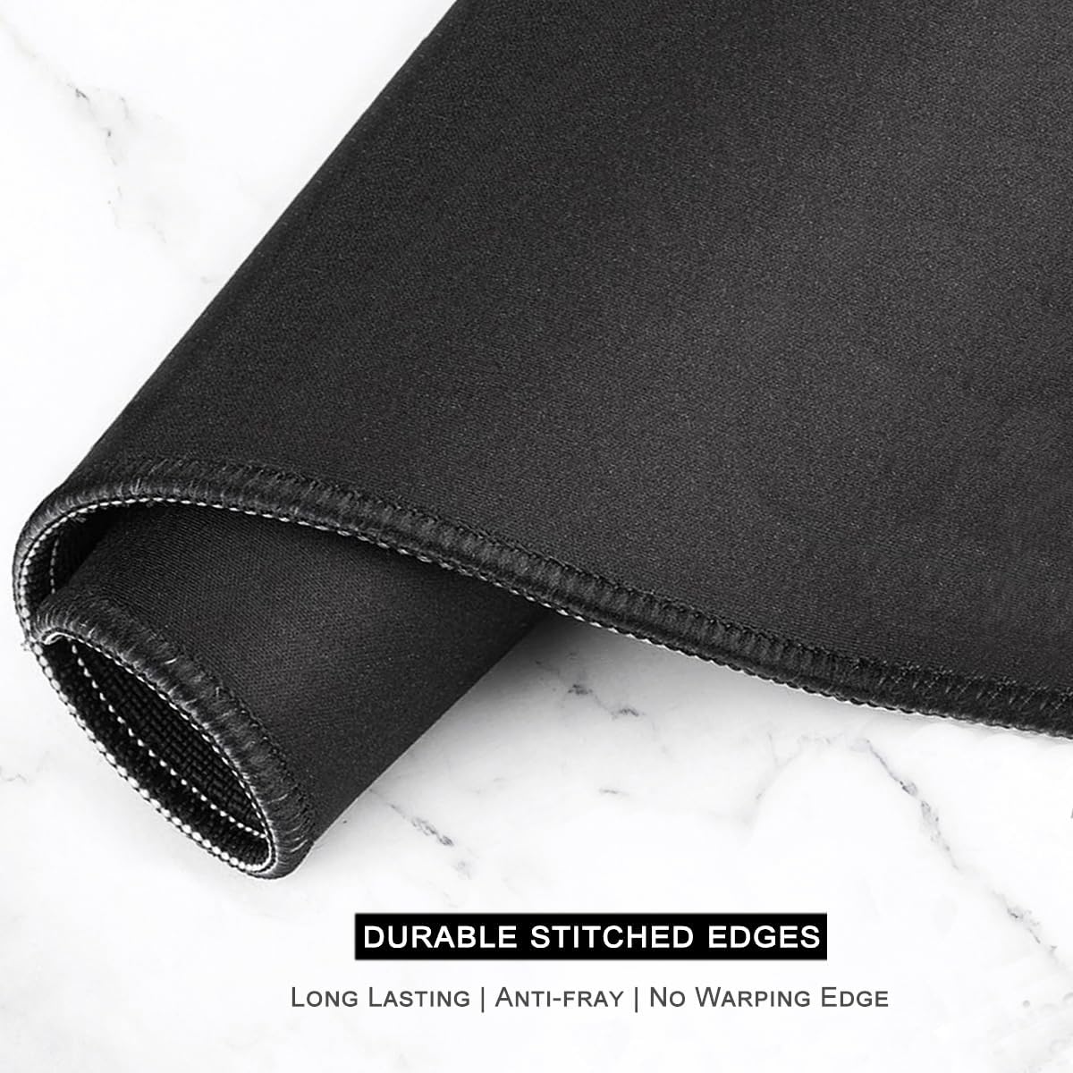 Auhoahsil Large Mouse Pad, XXL Gaming Mousepad, Desk Mat for Desktop, Thick Rubber, Big & Long Size, Stitched Edges, Full Desk Pad for Laptop & Computer, Extended 31.5 x 11.8 in, White Marble