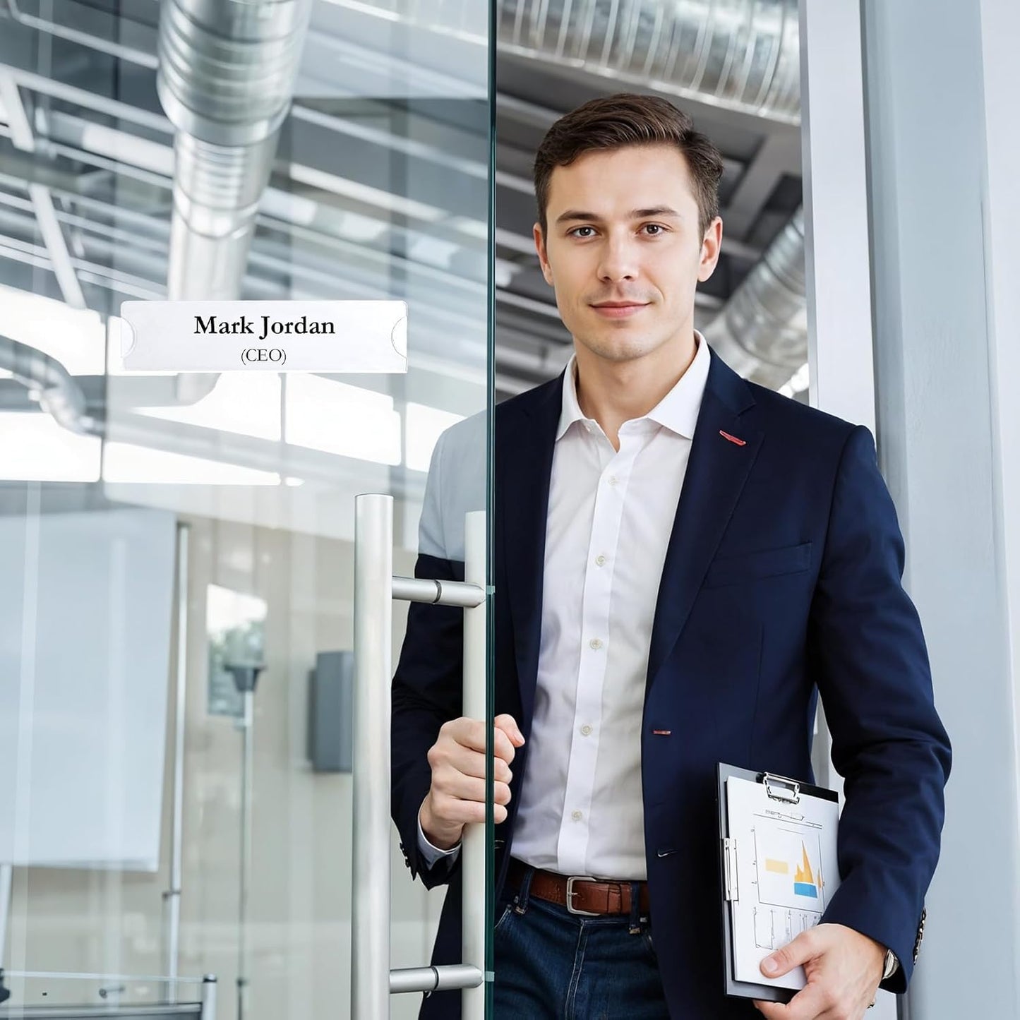 20 Pack Acrylic Wall Name Plate Holder, Clear Acrylic Sign Holder Frame with Adhesive Tapes, Door Plates for Home, Office, Classroom，2x8 Inch