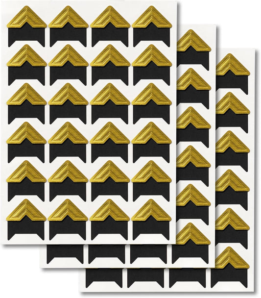 GOONAVI 15 Sheets 360 Pcs Gold On Black Acid-Free Photo Corners Mounting Self Adhesive for DIY Photo Album Journal