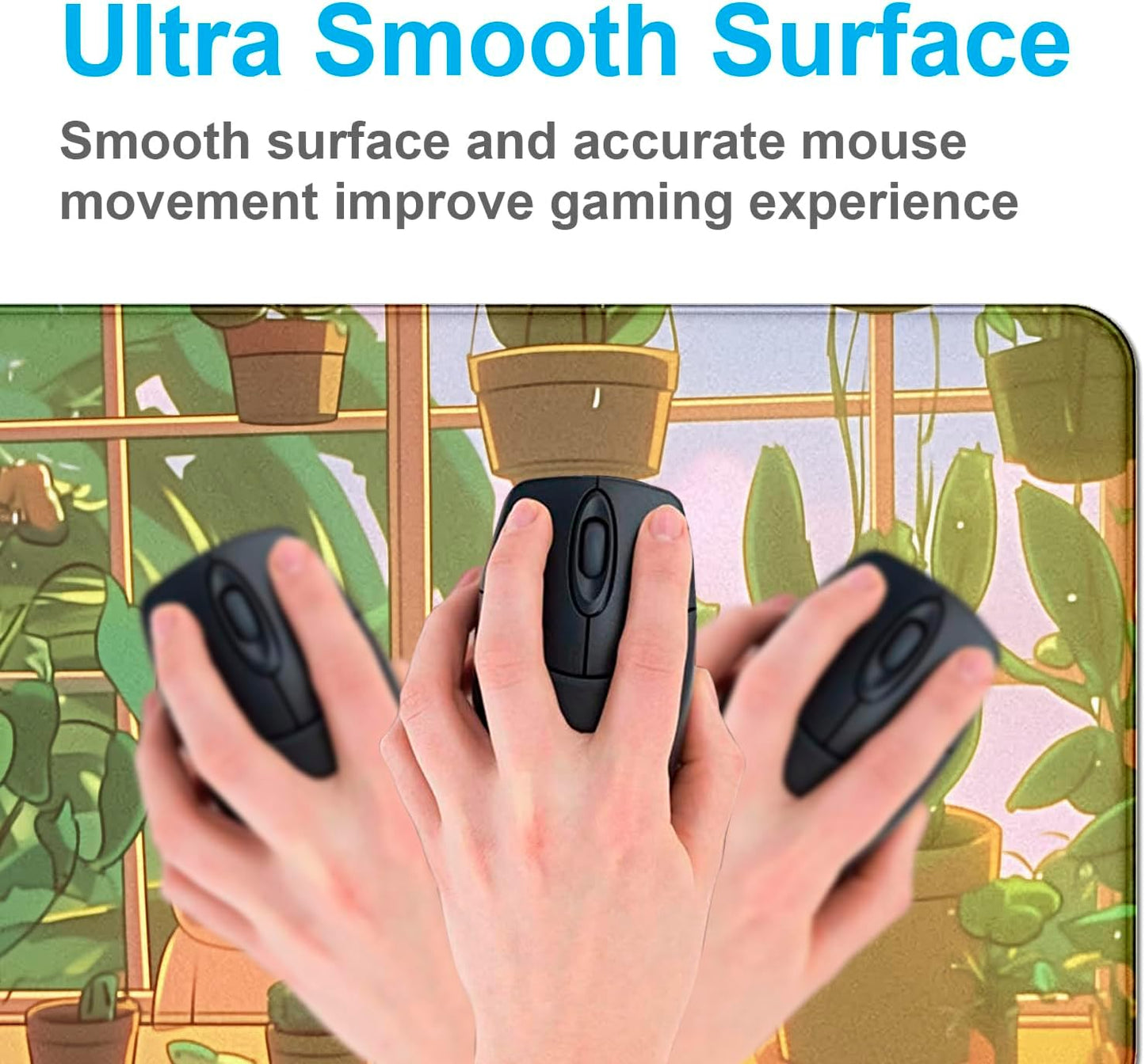 Green Plant Flower Anime XL Keyboard and Mouse Pad Women's Office Desk Accessories Decoration Expansion Game Mouse Pad Computer Office Desk Pad 35.4 x 15.7 inches