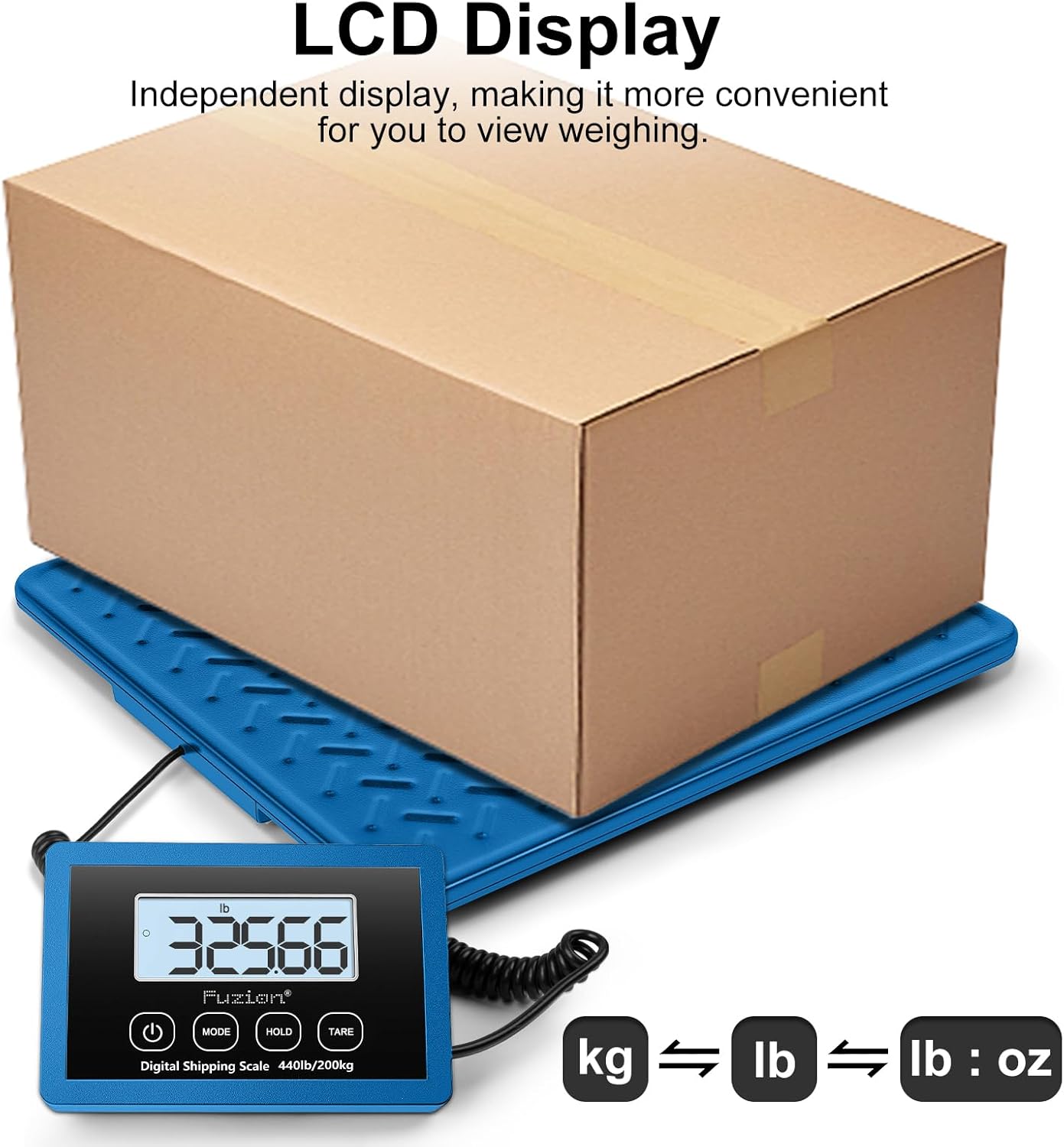 Fuzion Shipping Scale, 440LBs x 10g Postal Scale, Durable Alloy Steel Platform, Heavy Duty Scale for Packages, Postage, Luggage