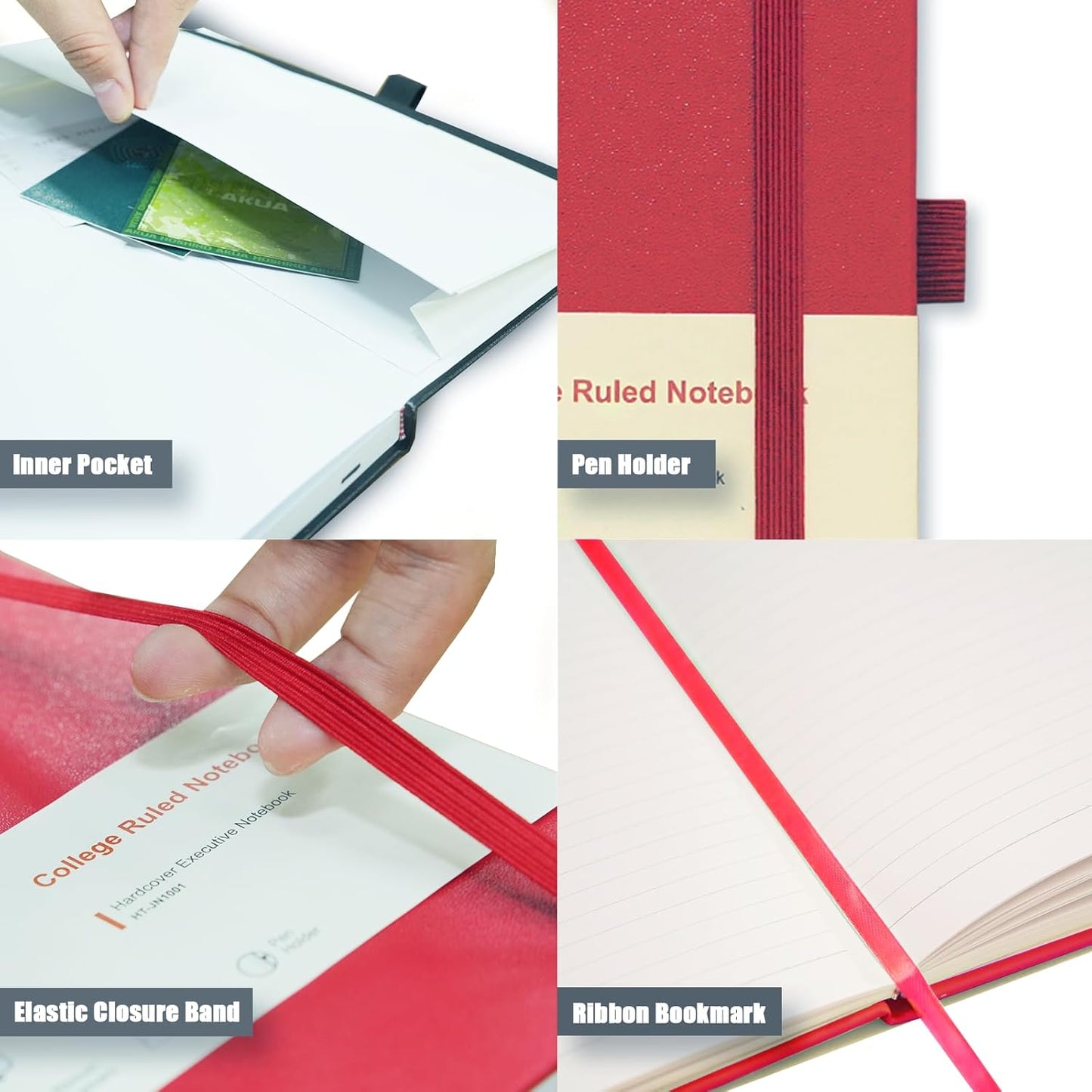 Hardcover Notebooks, A5 Lined Journals Notebook for Writing 160 Pages, 8.2 x 5.5 inch, Classic Ruled Notebooks for College/Work/Travel (Red, 1 Pack)