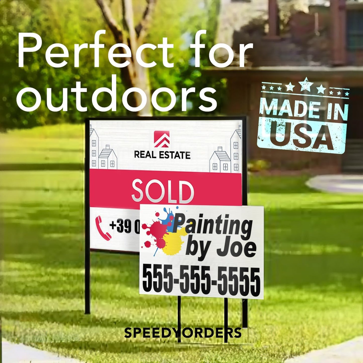 SPEEDYOOKS Custom Outdoor Metal Sign, Personalized Aluminum, Customized Safety, Business, Waterproof - White Aluminum (Red & White, 14x10 In)