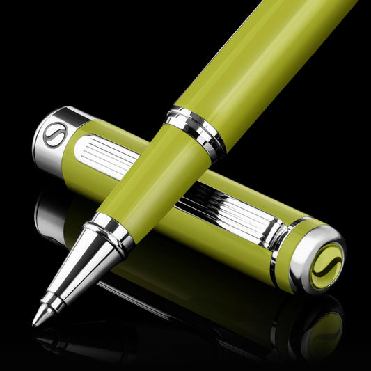 Scriveiner Light Green Rollerball Pen - Stunning Luxury Pen With Chrome Finish, Schmidt Ink Refill, Best Roller Ball Gift Set for Men & Women, Professional, Executive Office, Nice Pens