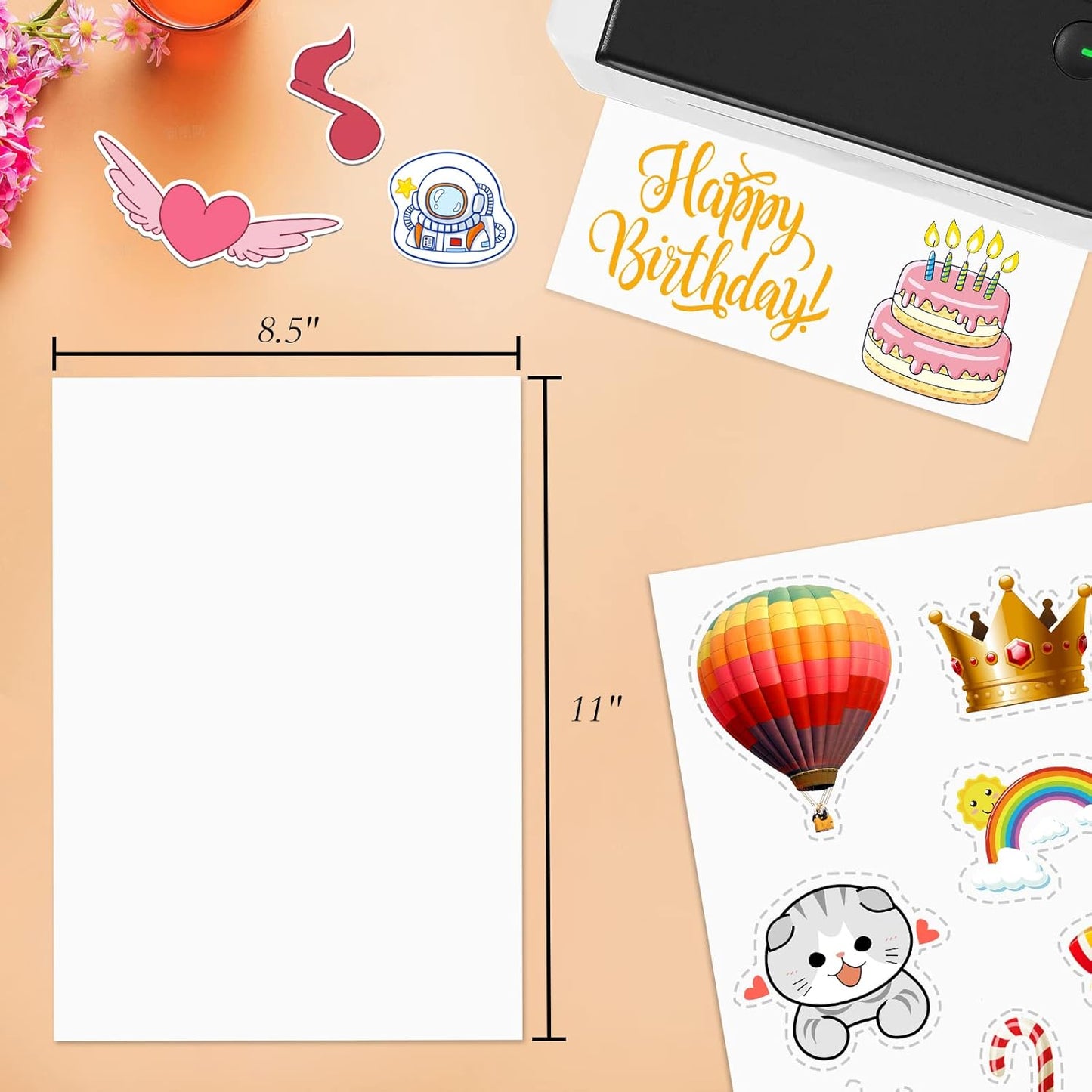 Full Sheet Sticker Paper for Laser & Ink Jet Printers, 8.5" x 11" Full Sheet Address Shipping Label, 200 Sheets 200 Labels