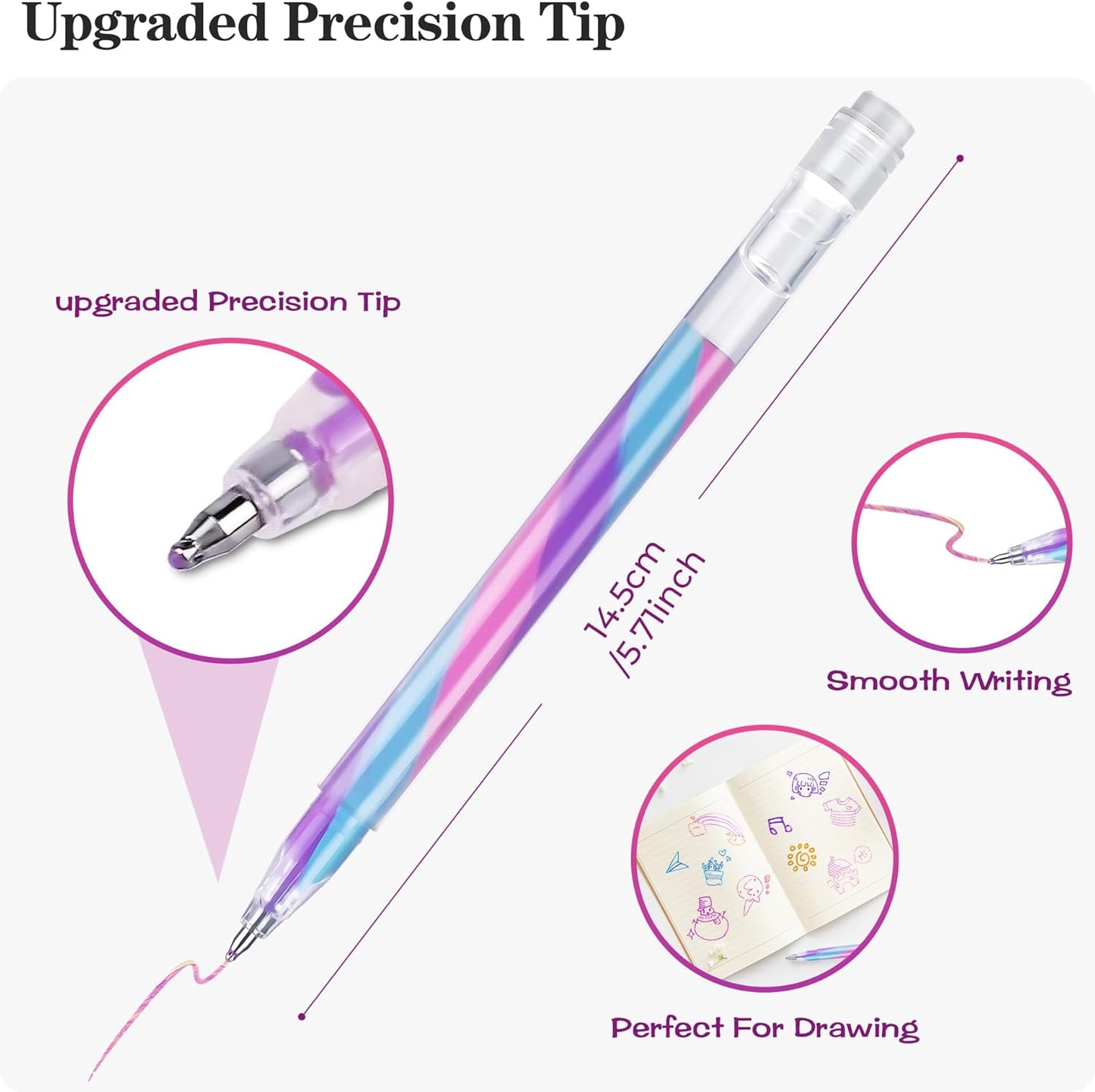 LIULIUCAI 12 Pack Mixing of 3 Colors Rainbow Gel Pens Color Changing Ballpoint Pen Pastel Pens Set for Adults Coloring Books Drawing Doodling Scrapbooking Notes Updated Version