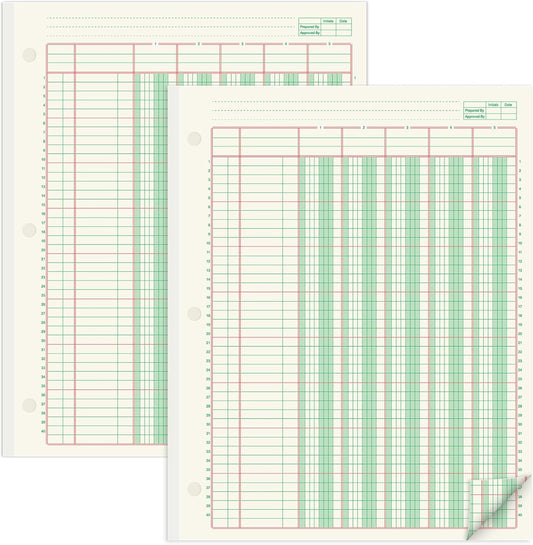 gisgfim 2 Pads 100 Sheets Columnar Analysis Pad 3 Hole Punch Accounting Ledger Book 8-1/2 x 11 Ledger Paper Pad Double Page Format Columnar Pads for Business Bookkeeping & Data(5 Column Ledger)