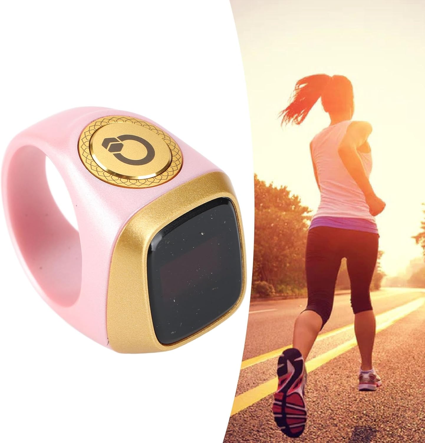 Finger Tally Counter, 20mm Rechargeable Tally Counter Ring BT5.1 Handheld Number Click Counter CNC Button Digital Finger Counter Support APP with 0.49in Screen (Pink)