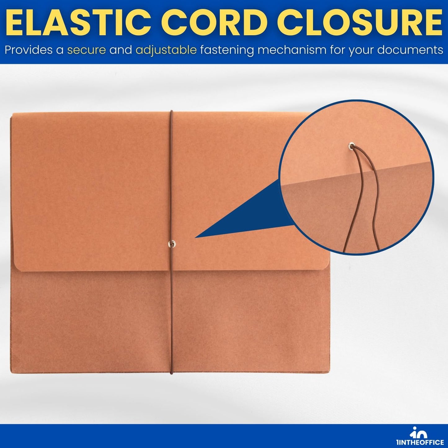 1InTheOffice Expanding File Folder with Flap and Cord Closure, 5-1/4" Expansion, Letter Size, Wallet Redrope, 3 Pack