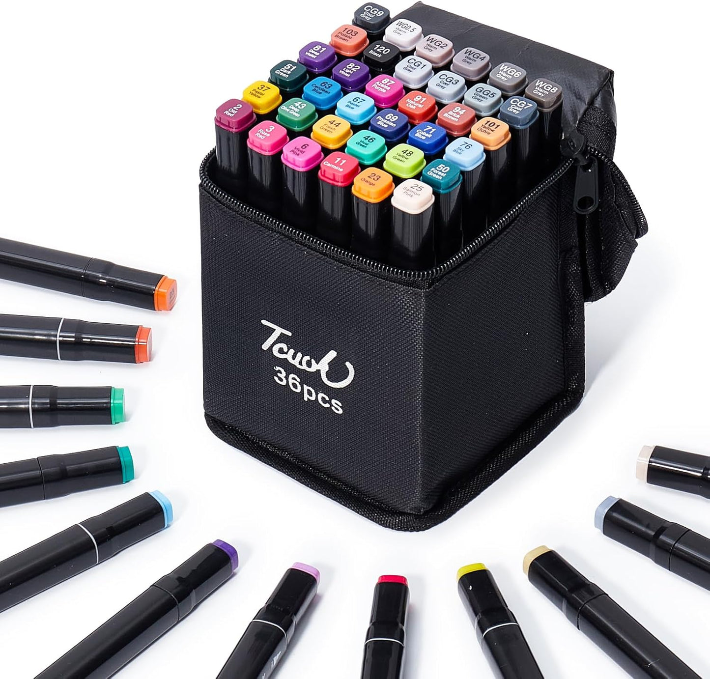 36 Colors Alcohol Markers - Dual Tip Permanent Art Markers Set for Coloring Drawing Painting, Fine and Chisel Tip Alcohol Based Pens with Storage Case for Adult Artists