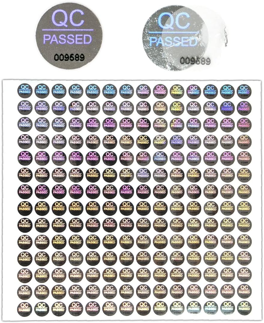 1500pcs Silver High Security Seals Tamper Evident Sticker Warranty Void QC Passed Labels Hologram Stickers with Unique Serial Numbering 0.4Inch,GQYH