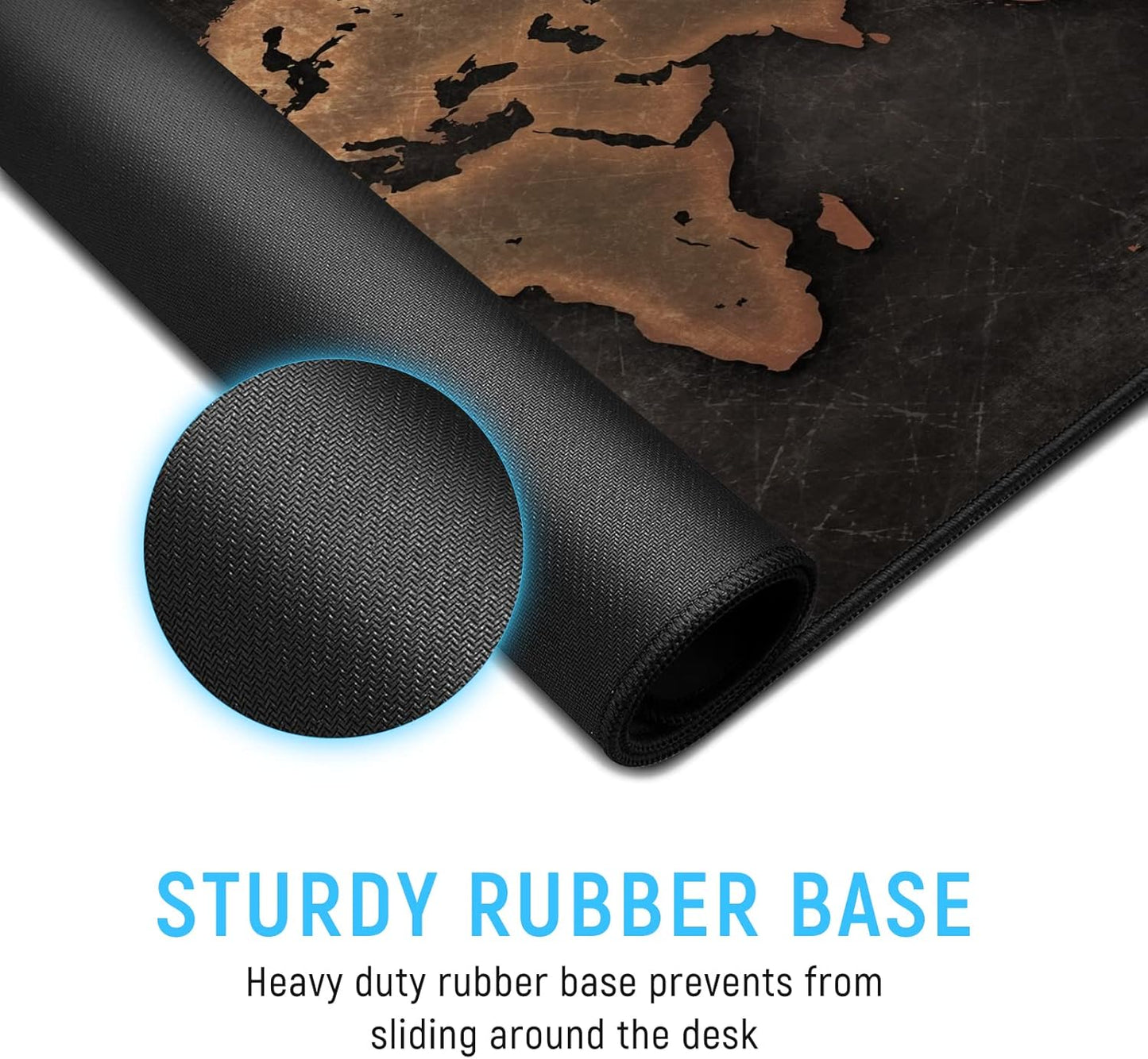 JIALONG Large Gaming Mouse Pad, XXL Desk Mousepad with Stitched Edges, Non-Slip Base Keyboard Pad for Gamer, Office & Home Retro Map