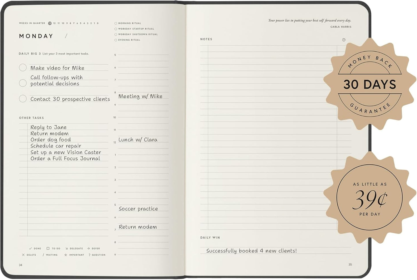 Full Focus Finch Linen Planner by Michael Hyatt - The #1 Daily Planner to Set Annual Goals, Increase Focus, Eliminate Overwhelm, and Achieve Your Biggest Goals - Hardcover