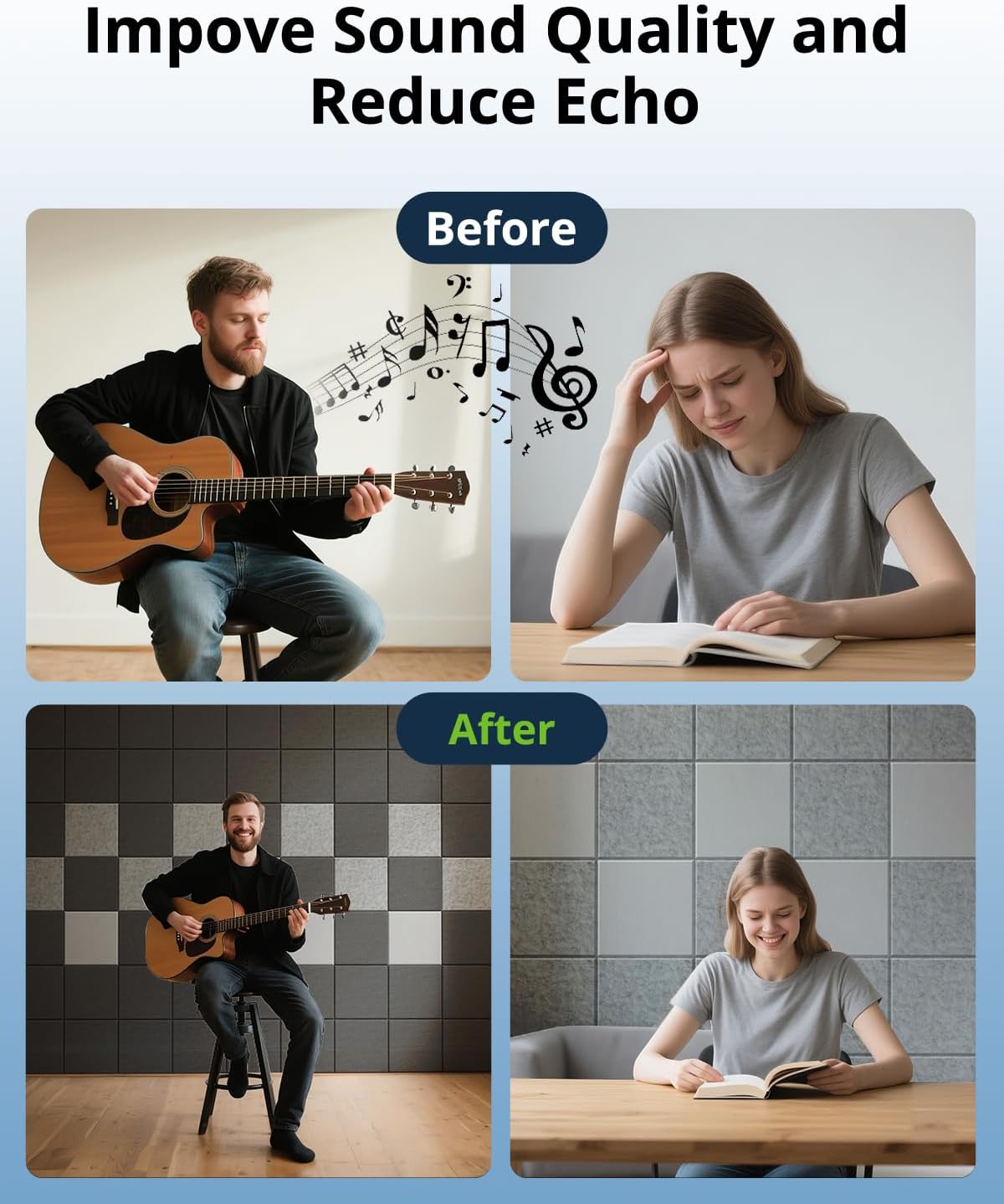 12 Pack Acoustic Panels Sound Absorbing 12"X12"X0.4" Self-adhesive Acoustic Panels High Density Sound Proof Panels for Walls, Door And Ceiling Beige