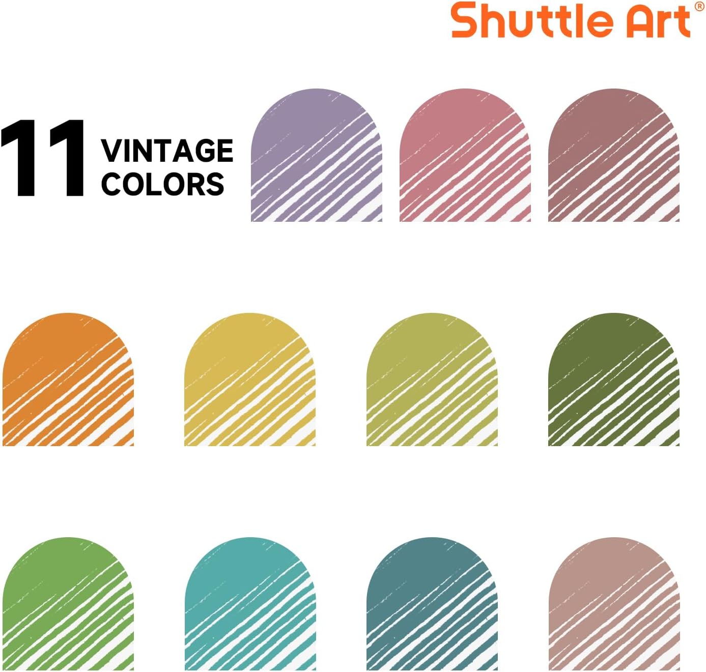 Shuttle Art Colored Retractable Gel Pens, 11 Vintage Ink Colors, Cute Pens 0.7mm Medium Point Quick Drying for Writing Drawing Journaling Note Taking School Office Home