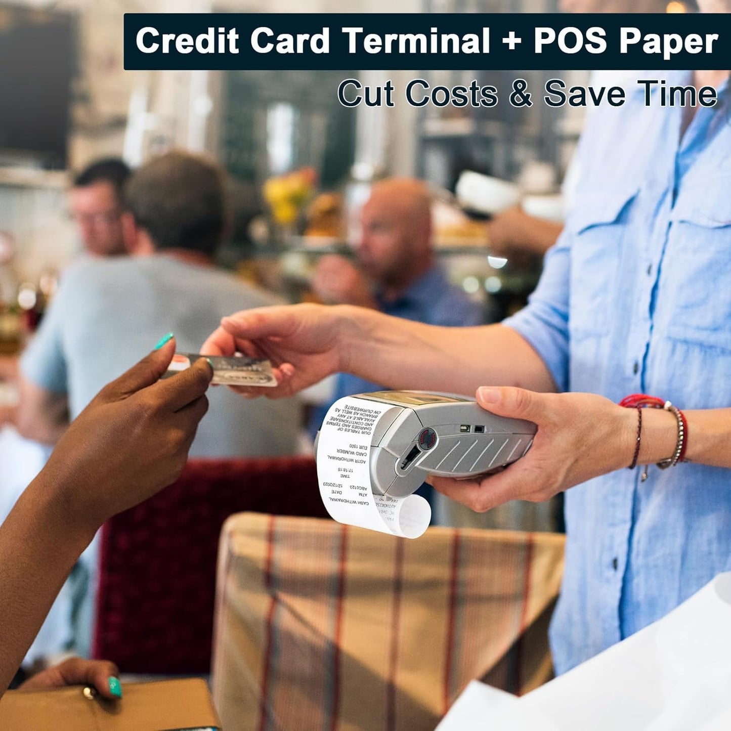 (150 Rolls) Thermal Receipt Paper 2 1/4 x 50 - BPA-Free Credit Card Machine Paper Rolls for POS Systems, Compatible with Square Terminal, Clover Flex and More