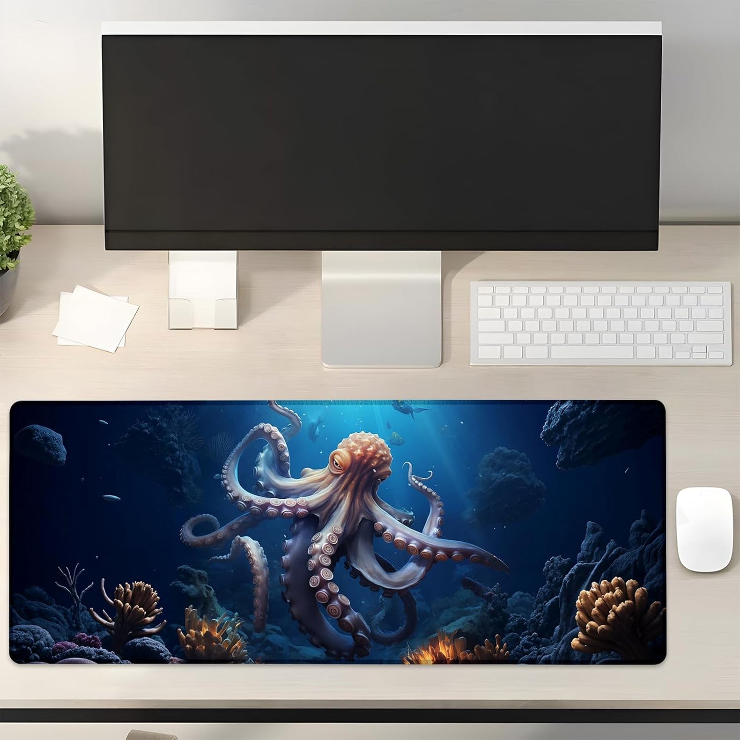 Octopus Gaming Mouse Pad Gifts 31.5" x 11.8", Non-Slip Rubber Base MousePads for Computers Laptop School Office Home Accessories Decor, Mouse Pad, Keyboard Desk Mat
