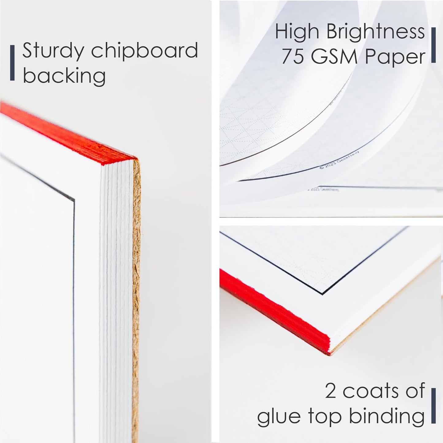 11" x 17" Isometric Graph Paper 50 Sheets Landscape - 0.25" Grid, Non-photo Blue, High Brightness, Drafting, Engineering, Art, 3D Design (3-Pack)