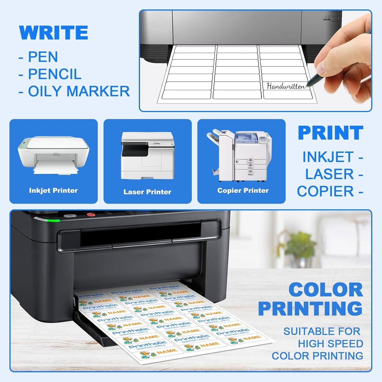 15000 30 Per Sheet Self Adhesive 1" x 2-5/8" Address Shipping Labels for Laser & Inkjet Printers - 500 Sheets, 30 Per Labels Per Page, 30 up Labels