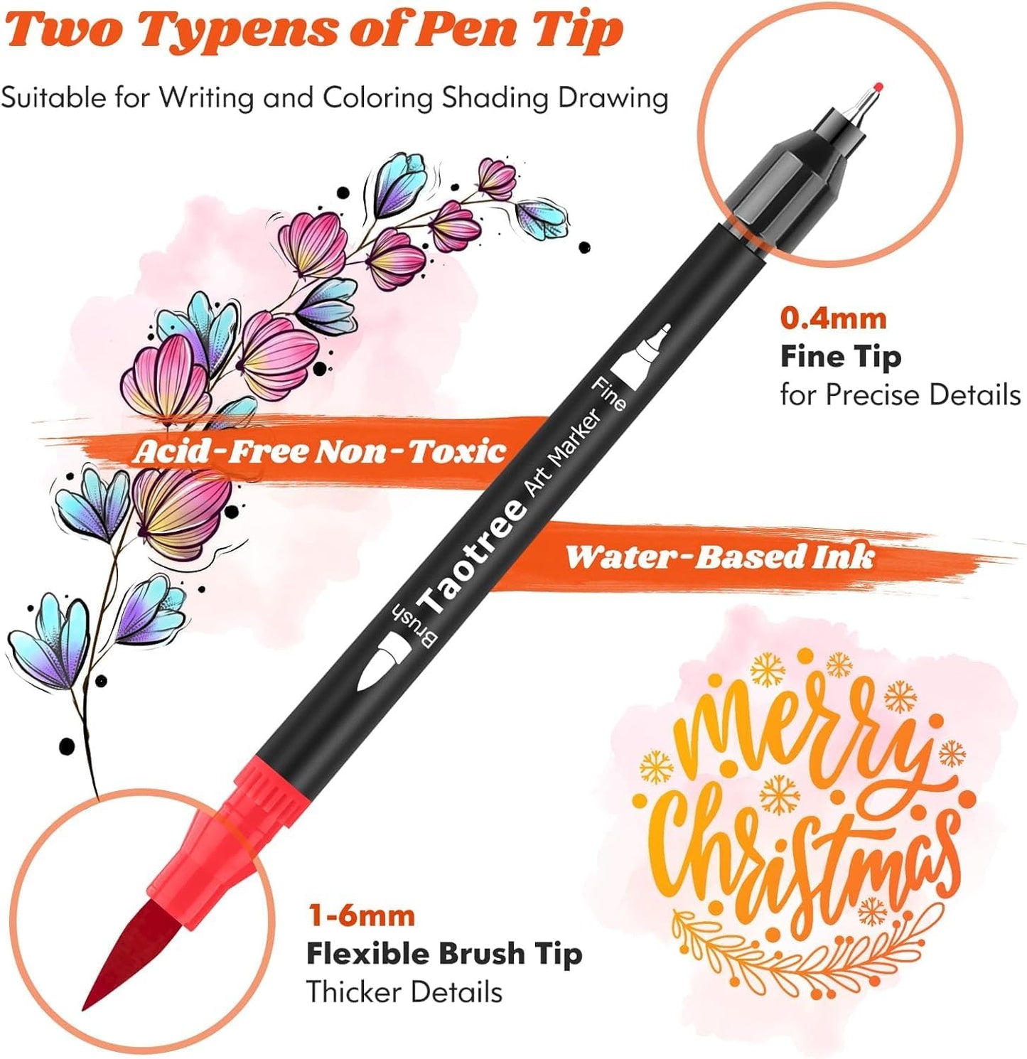 Taotree 120 Colors Dual Tip Art Markers Pens for Adult Coloring Book, Artist Fine & Brush Tip Coloring Markers Drawing Pen for Journaling Note Taking Lettering Calligraphy Craft Art Supplies Set