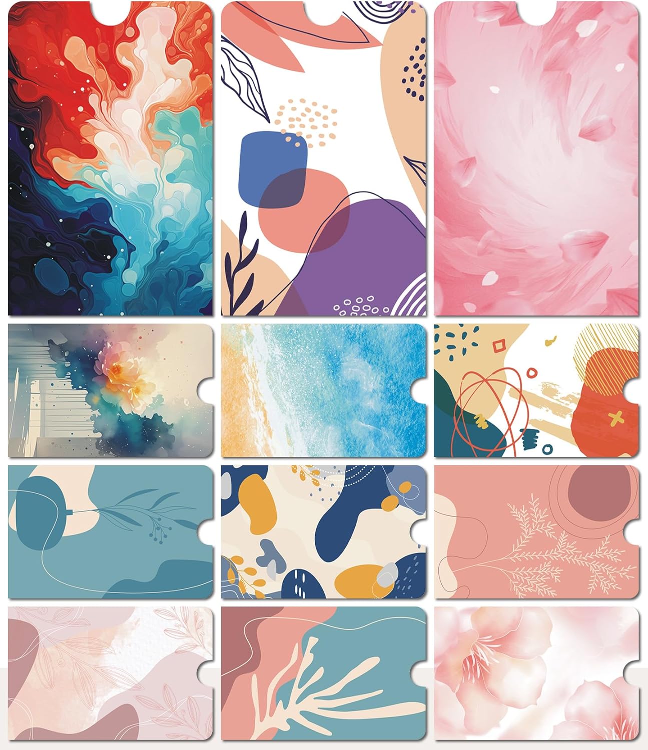 12 Pack RFID Blocking Cases, Credit Card Holders for Men and Women, Protect Card Identity from Electronic Theft Travel Case Set (Fashion Rendering Style)