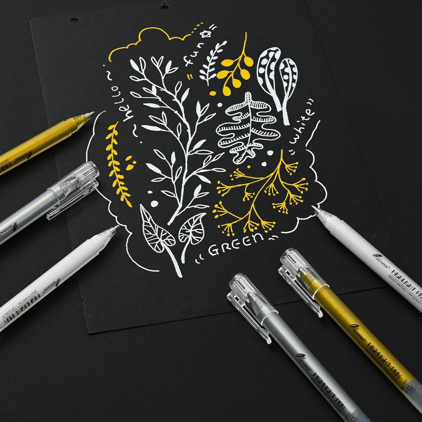 Silver Gel Pens, 3 Pack, 1mm Extra Fine Point Gel Ink Pen, Opaque White Archival Ink Pens for Black Paper Drawing, Sketching, Card Making