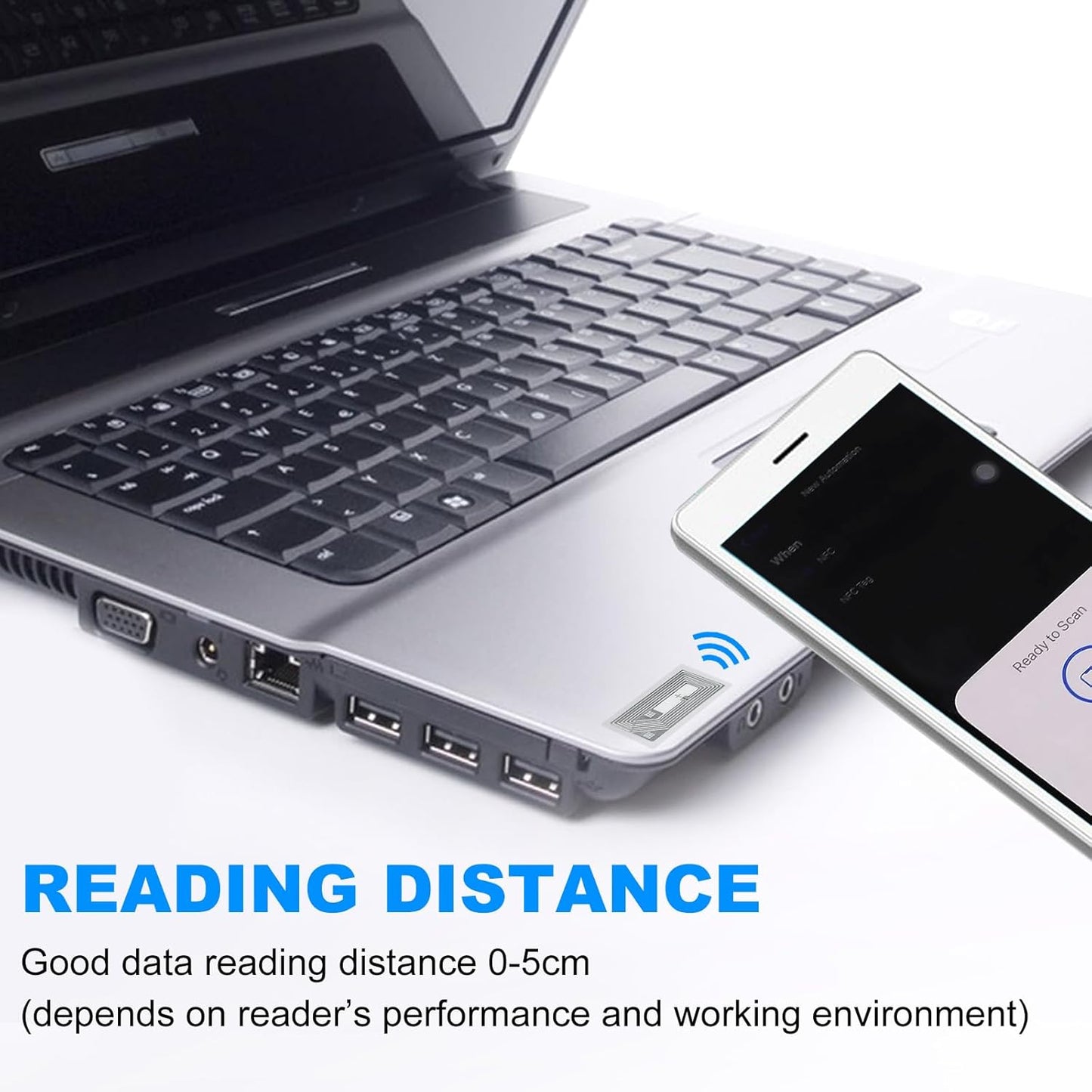 100 PCS NFC Tags Sticker with NTAG213 Chip Blank NFC Stickers Adhesive Labels RFID Tags Rewritable 137 Bytes Memory Compatible with All NFC-Enabled Smartphones and Devices