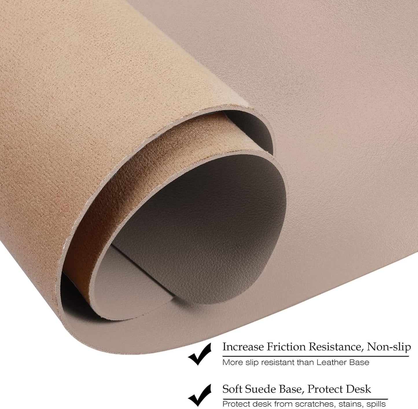 Boutilon Leather Desk Pad Protector,Non-Slip Mouse Pad,Laptop Desk Pad,Office Mouse Mat,Waterproof Leather Desk Blotter,Desk Writing Pad for Office and Home (L-Champagne,35"x 17")